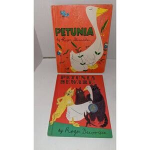 2 Vintage Children's Books 1950 Petunia 1958 Petunia Beware! Roger Duvoisin